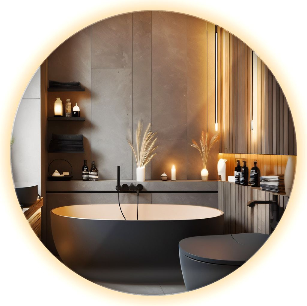 Badspiegel mit LED Wandspiegel Spiegel mit Beleuchtung - Rund Ø60 cm – (Farbtemperatur: Neutralweiß 4000K)