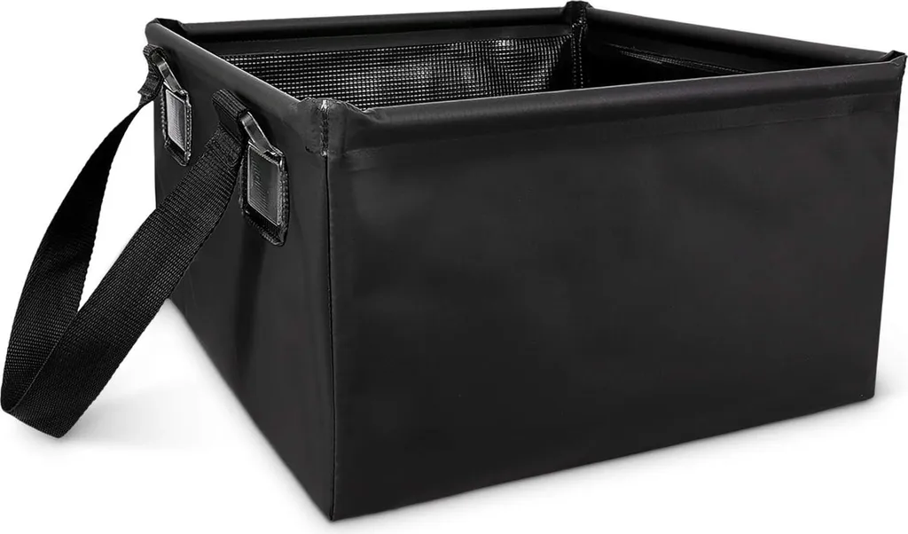 Seau noir pliable 15L - Bassine carrée robuste pour camping et pêche
