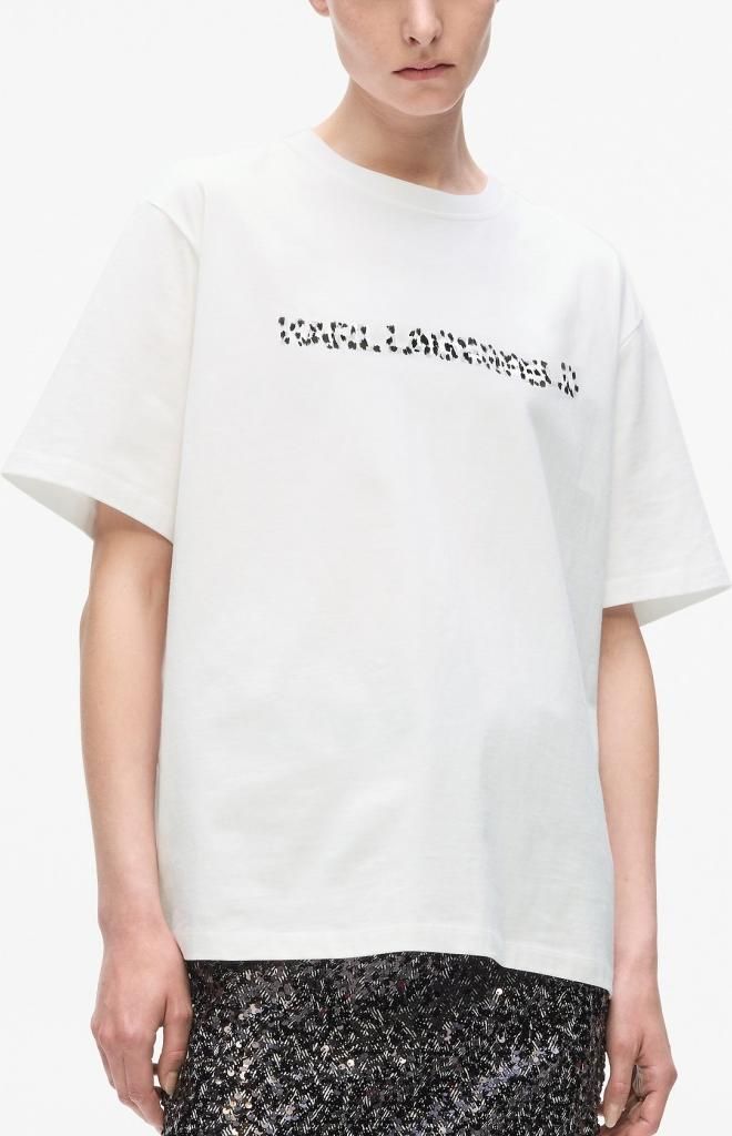 KARL LAGERFELD JEANS SNOW LEO LOGO OVERSIZED TS Weiß