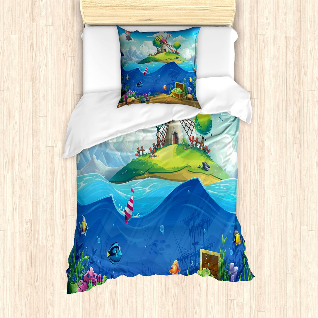 ABAKUHAUS Tiefsee Bettbezug Set für Einzelbetten, Unter und eine Insel, Milbensicher Allergiker geeignet mit Kissenbezug, 135 cm x 200 cm - 80 x 8...