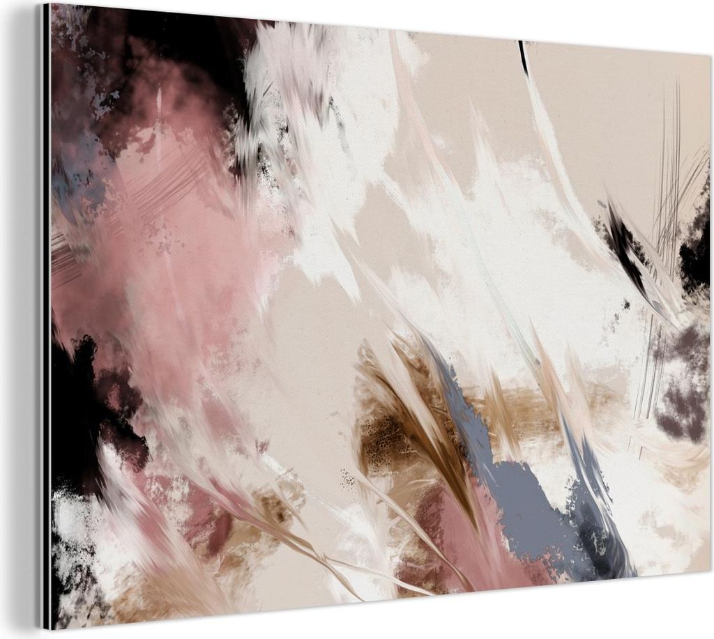 MuchoWow Wanddekoration Metall Metallbild Wandkunst 30x20 cm Farbe - Abstrakt - Rosa - Weiß MuchoWow Aluminium Gemälde - Aluminiumgemälder