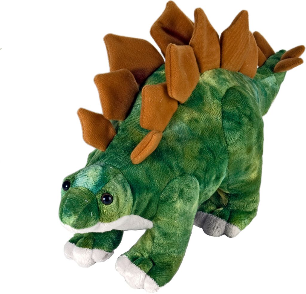 A plush toy Stegosaurus dinosaur.