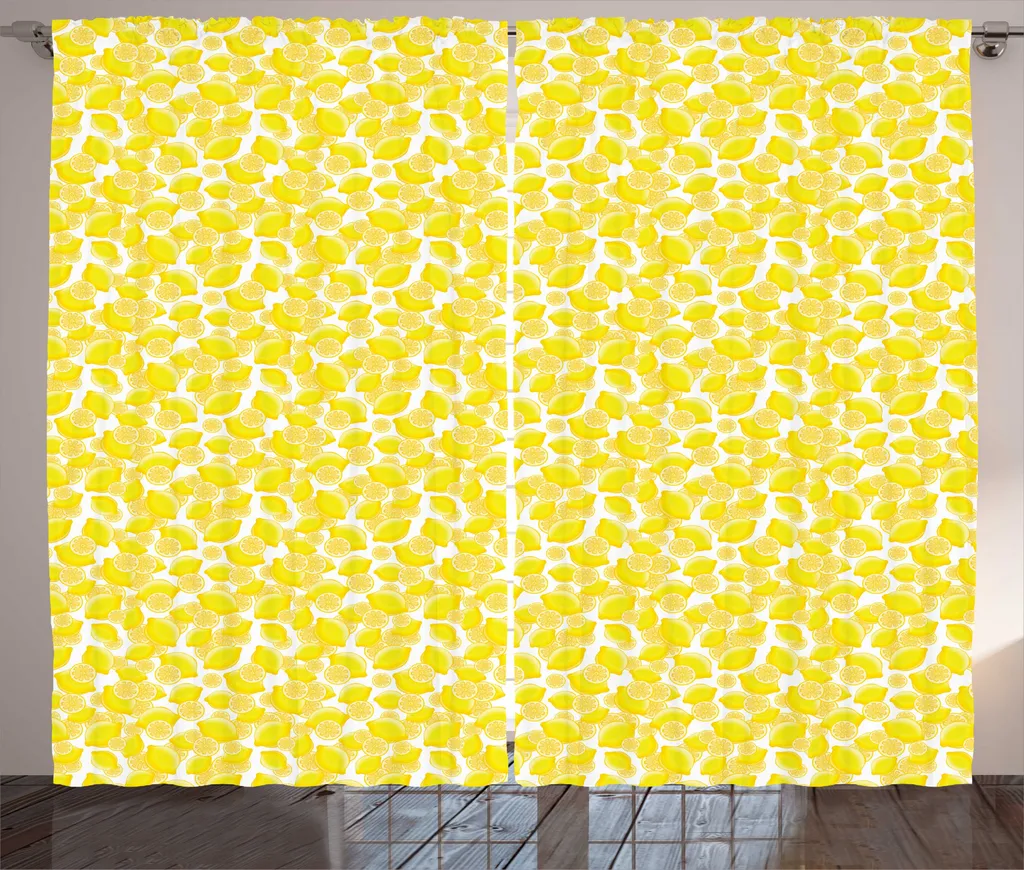 ABAKUHAUS Rideau Rustique Jaune à Motifs Citrons 280x225 cm Multicolore