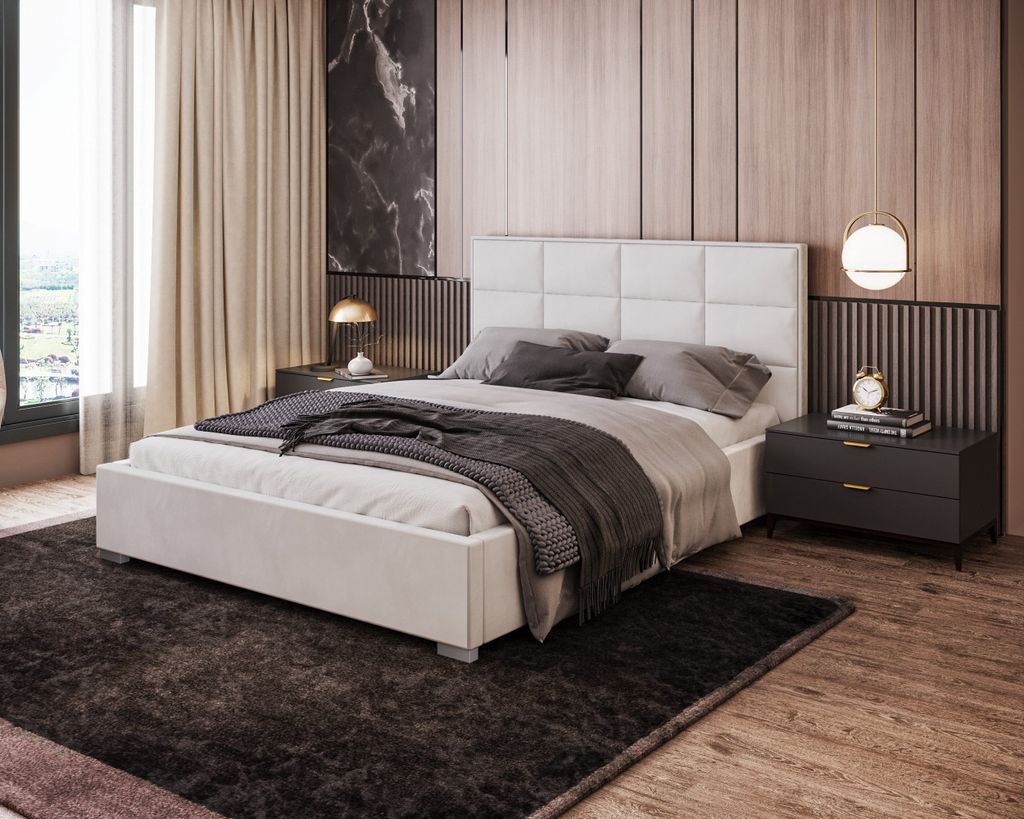 FDM Polsterbett mit Bettrahmen Bettgestell 160x200cm mit hochwertigem Velours Bezug