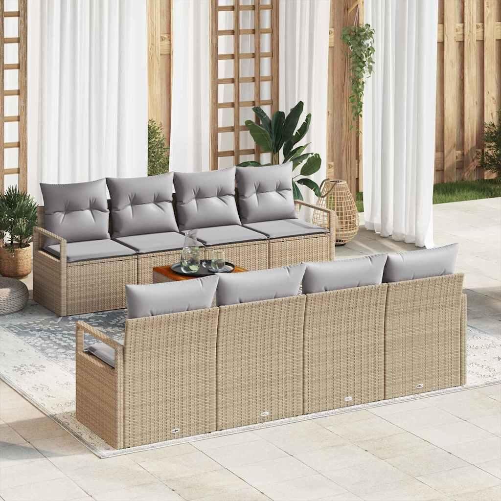Maison Exclusive - Gartensofa-set 9 pcs Beige und Hellgrau Poly-Rattan