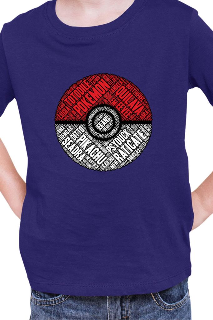 Kinder T-Shirt Japan Manga Anime Comics Pokemon 044, / Dunkelblau