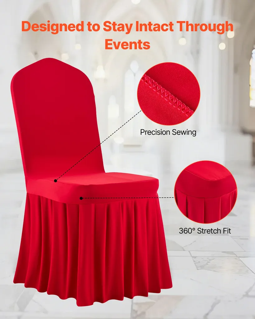 Housse de Chaise Extensible Rouge pour Mariage et Réception - 30 Pcs