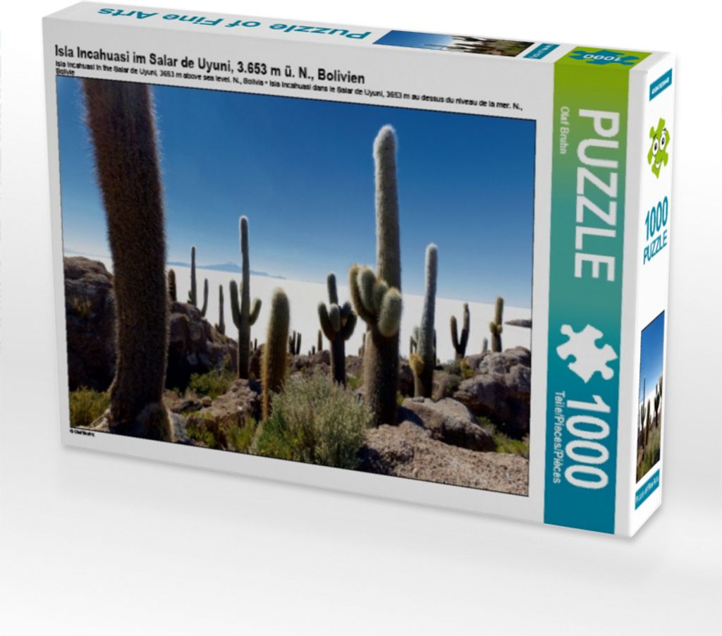 Calvendo Isla Incahuasi im Salar de Uyuni, 3.653 m ü. N., Bolivien 1000 Teile Puzzle quer 640x480mm, Bruhn Olaf; 7403706