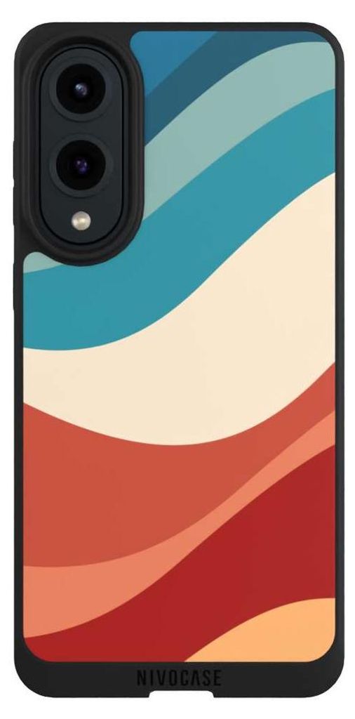 NIVOCASE Handyhülle für Samsung Galaxy S25 Edge Hülle NIVOpure Case Schwarz Farbe Farbverlauf Welle