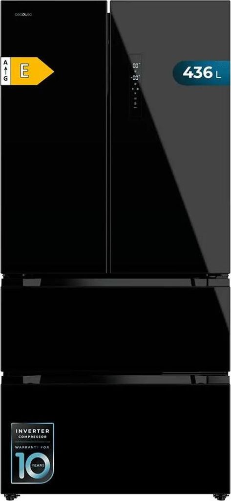 Schwarzer Glas Kühlschrank mit französischer Tür, 183 cm Produktbild 