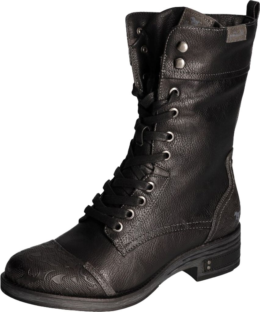 Mustang Damen Stiefelette Boot Stiefel Schnürung Blockabsatz 1293-510, Größe:36 EU, Farbe:Schwarz