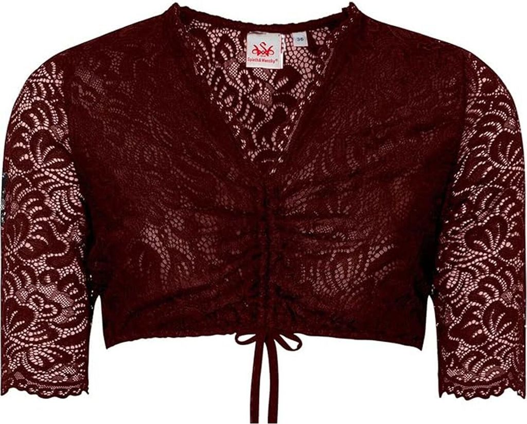 Ansbach Dirndlbluse Trachtenbluse Trachtenmode, Farbe:Dunkelrot, Größe:36/S