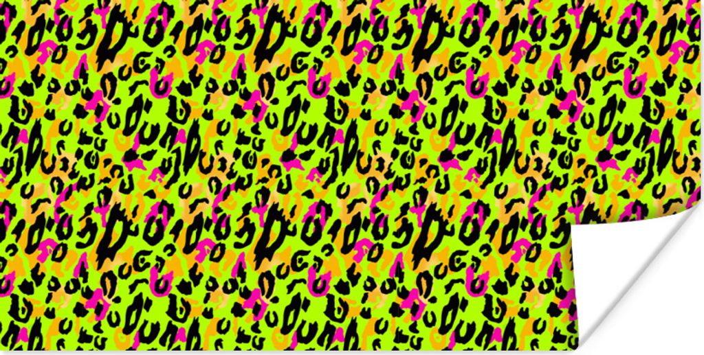 MuchoWow Poster Pantherdruck - Muster - Gelb - Neon 150x75 cm - ohne Rahmen