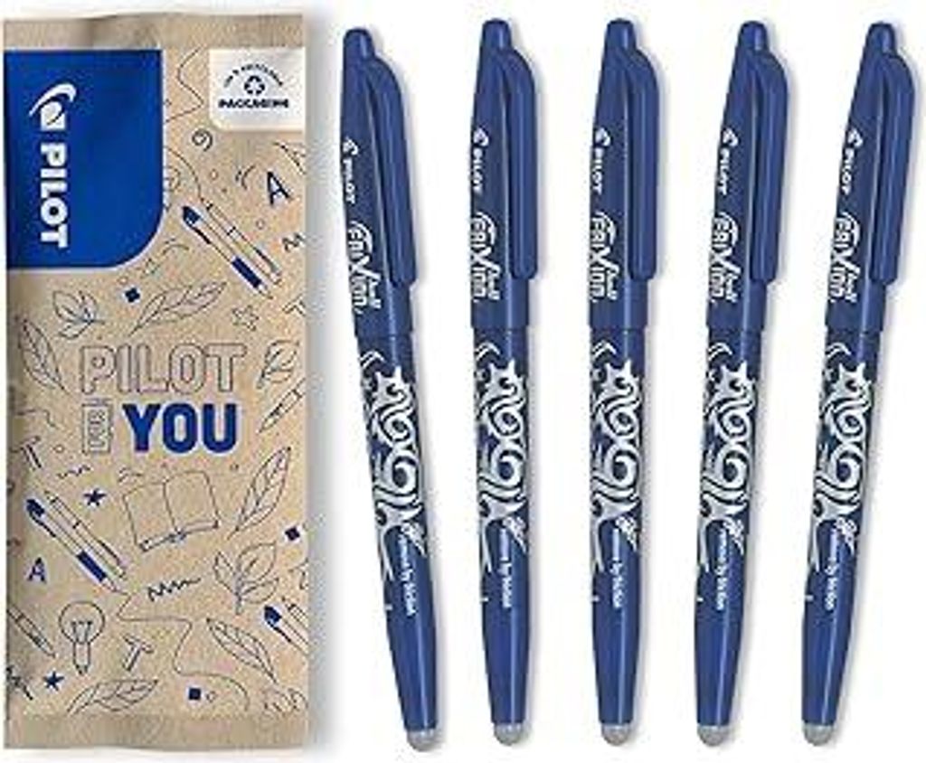 PILOT - FriXion Ball 0.7 Set - 5 Stu?ck: Farbe Blau - Radierbare Tintenroller 0,4mm Strichstärke - Angenehme Schreibfu?hrung, Thermosensitive Tint...