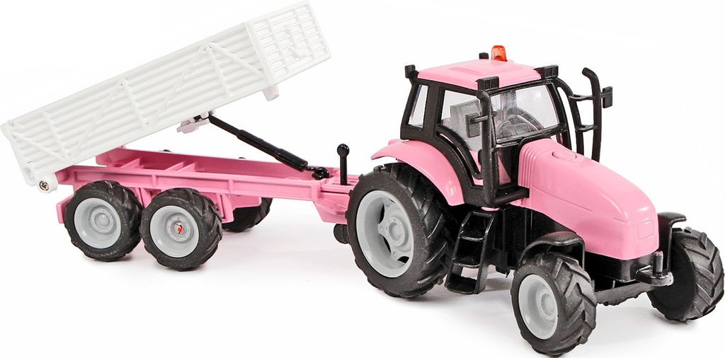 Farm Traktor m Hänger pink Rückzug Licht/Ton 25cm Produktbild 