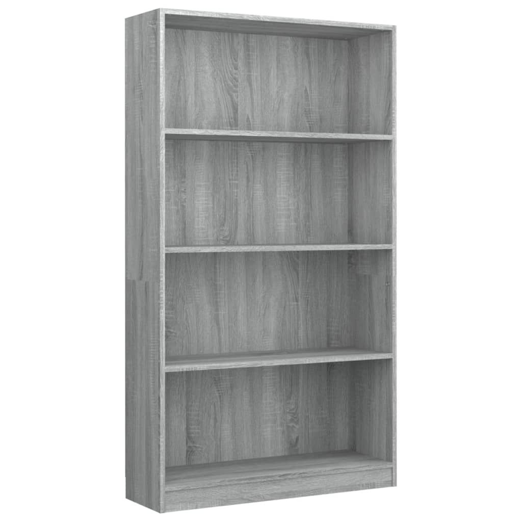 vidaXL Bücherregal 4 Fächer Grau Sonoma 80x24x142 cm Produktbild 