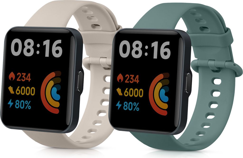 kwmobile 2x Uhrenarmband für Xiaomi Redmi Watch 2 Lite Armband - Fitnesstracker Band Set aus TPU Silikon - Ersatzarmband Smartwatch - Beige Dunkel...