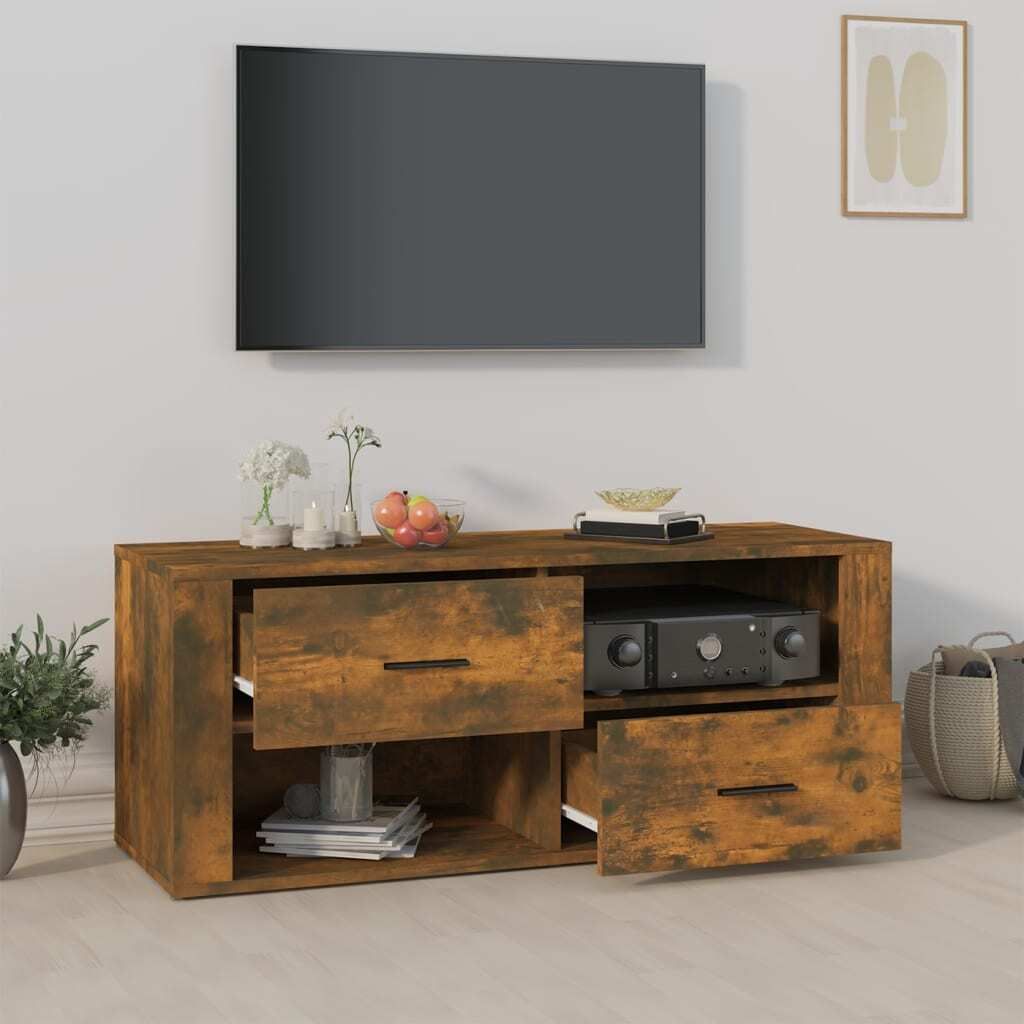 The Living Store TV-Schrank Räuchereiche 100x35x40 cm Holzwerkstoff