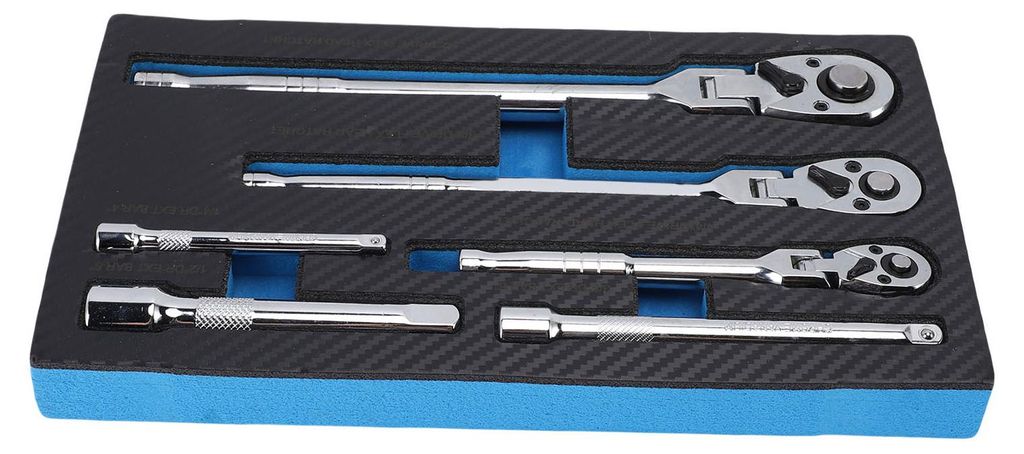6-teiliges Ratschenschlüssel-Set mit flexiblem Kopf, 1/4 Zoll, 3/8 Zoll, 1/2 Zoll Antrieb, Drehgelenk mit Verlängerungsstange, 72 Zähne, 180° v...