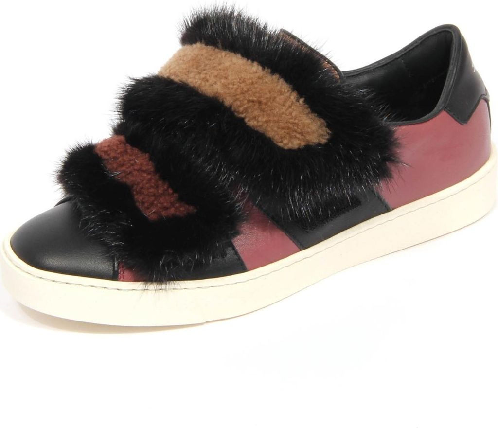 H0524 sneaker donna SANTONI woman leather/fur shoe violet