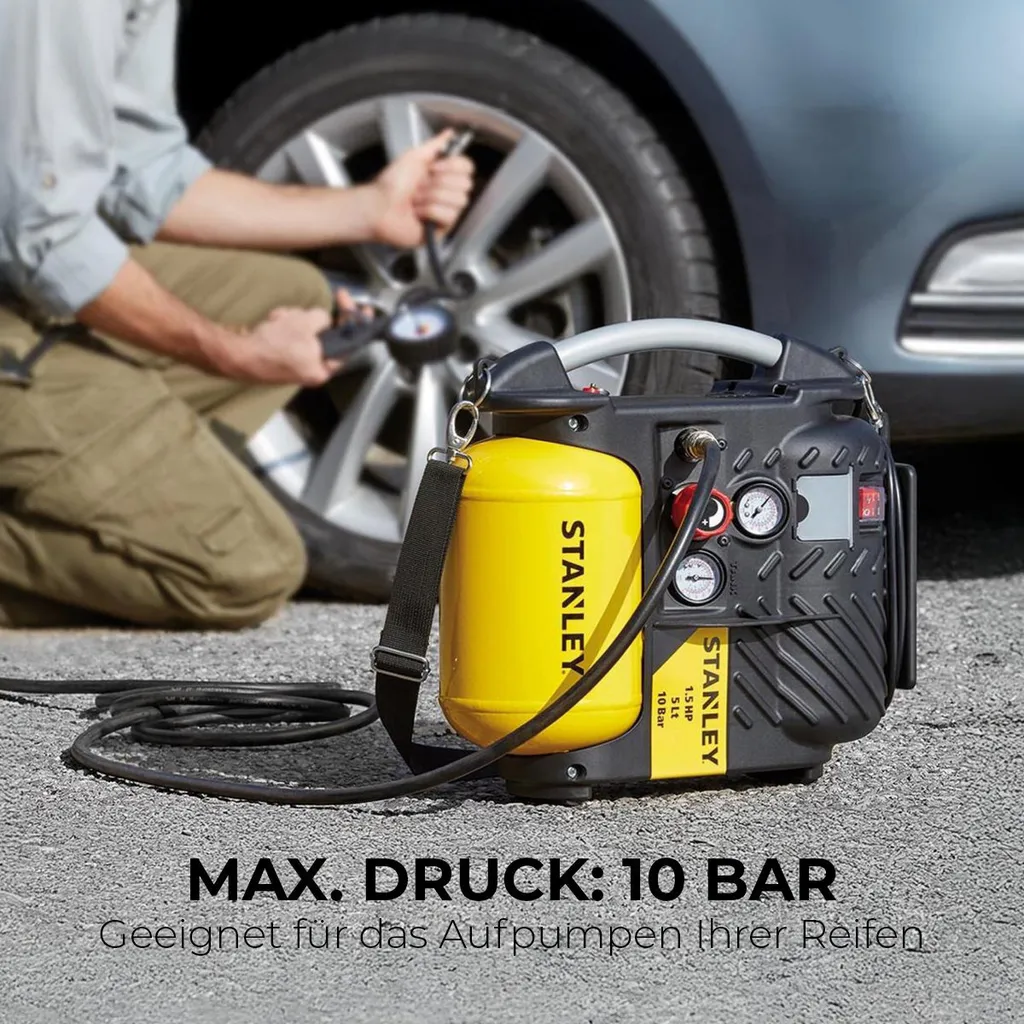 Compresseur sans huile Stanley 10 bar - Modèle DN 200/10/5 compact 5L - 32