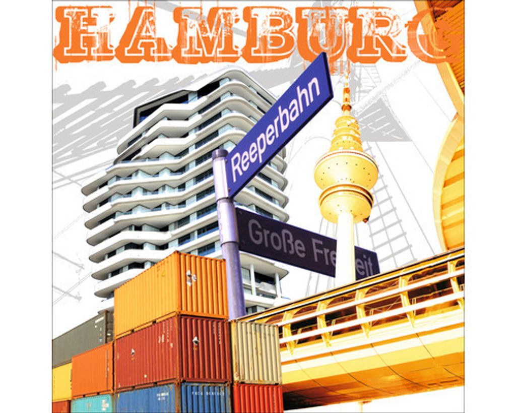 Glasbild Hamburg Wahrzeichen IV 20x20 cm