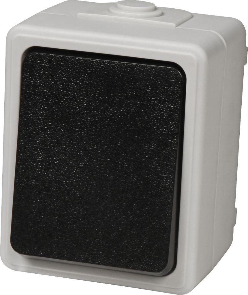 Feuchtraum-Wechselschalter McPower "Taff", 250V/10A, IP44, Aufputz, grau
