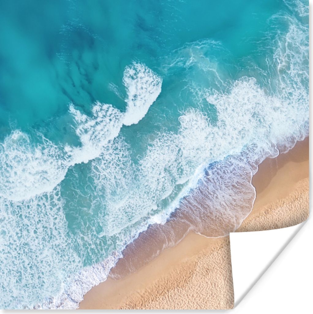 MuchoWow Poster Strand - Wasser - Meer 100x100 cm - Babyzimmer