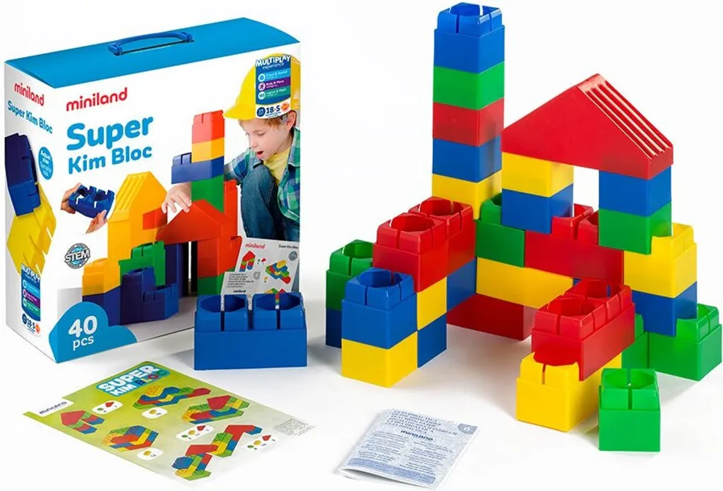 Jeu éducatif de construction pour crèche et maison 40 blocs Kim