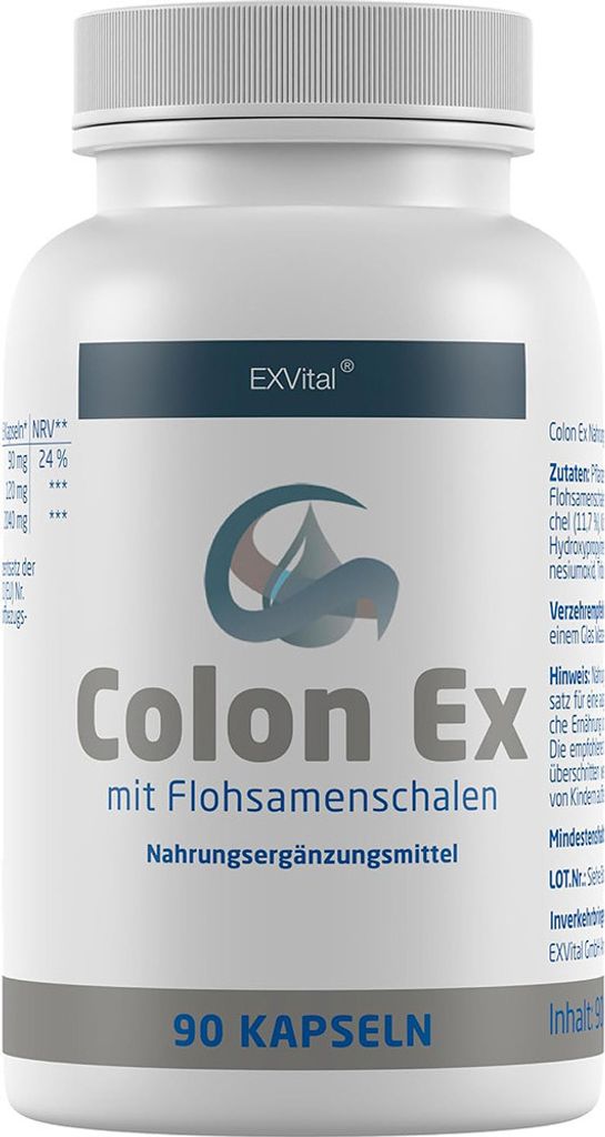 Colon Ex mit Flohsamenschalen und Magnesium von EXVital, 90 Kapseln