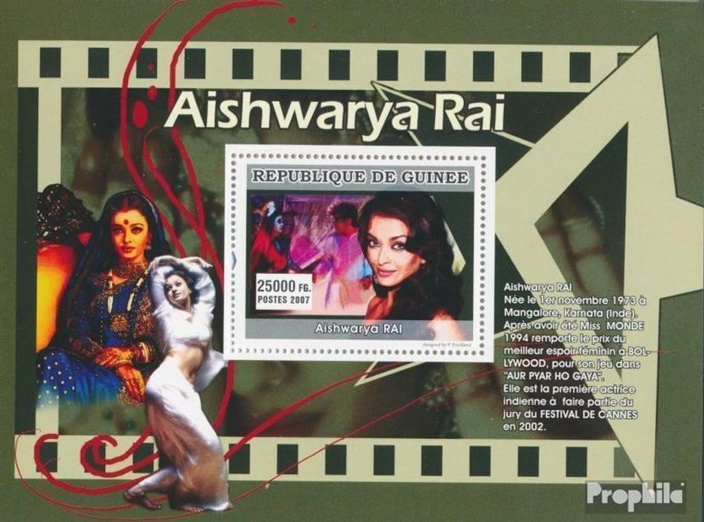 Briefmarken Guinea 2007 Mi Block 1347 (kompl. Ausgabe) postfrisch Aishwarya RAI
