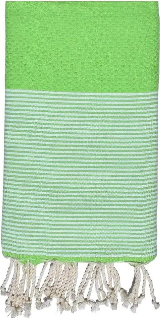 Fouta-Strandtuch Wabengrün aus Baumwolle 100 x 200 cm