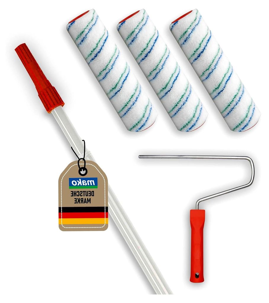 Farbroller EASYTEX 25 cm mit Teleskopstab 110-200 cm, inkl. 3 Malerwalzen, für Heim- und Handwerkerprojekte