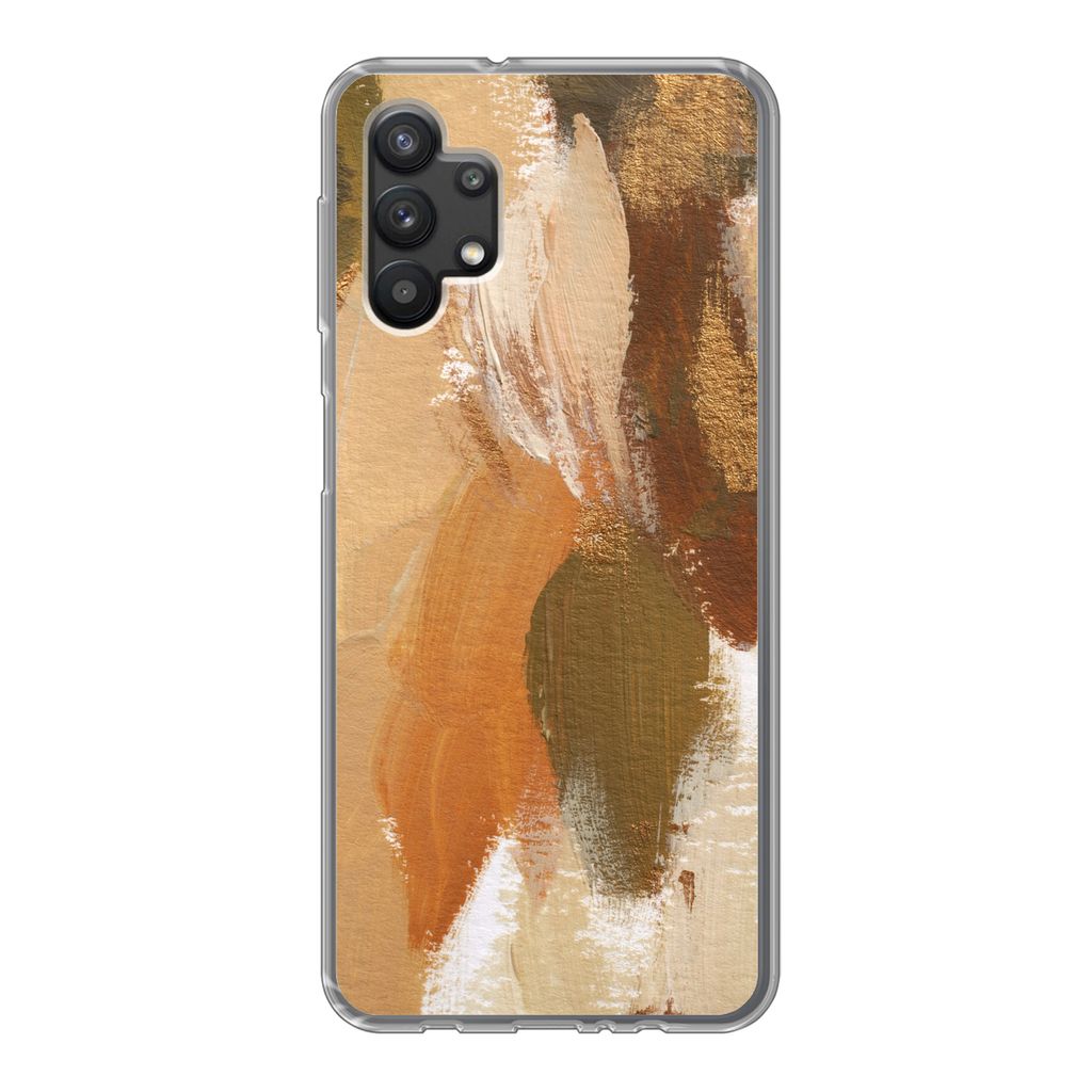 MuchoWow Handyhülle Schutzhülle Hülle für Samsung Galaxy A32 5G Farbe - Orange - Grün Silikon Softcase Handy Hülle - Softcase