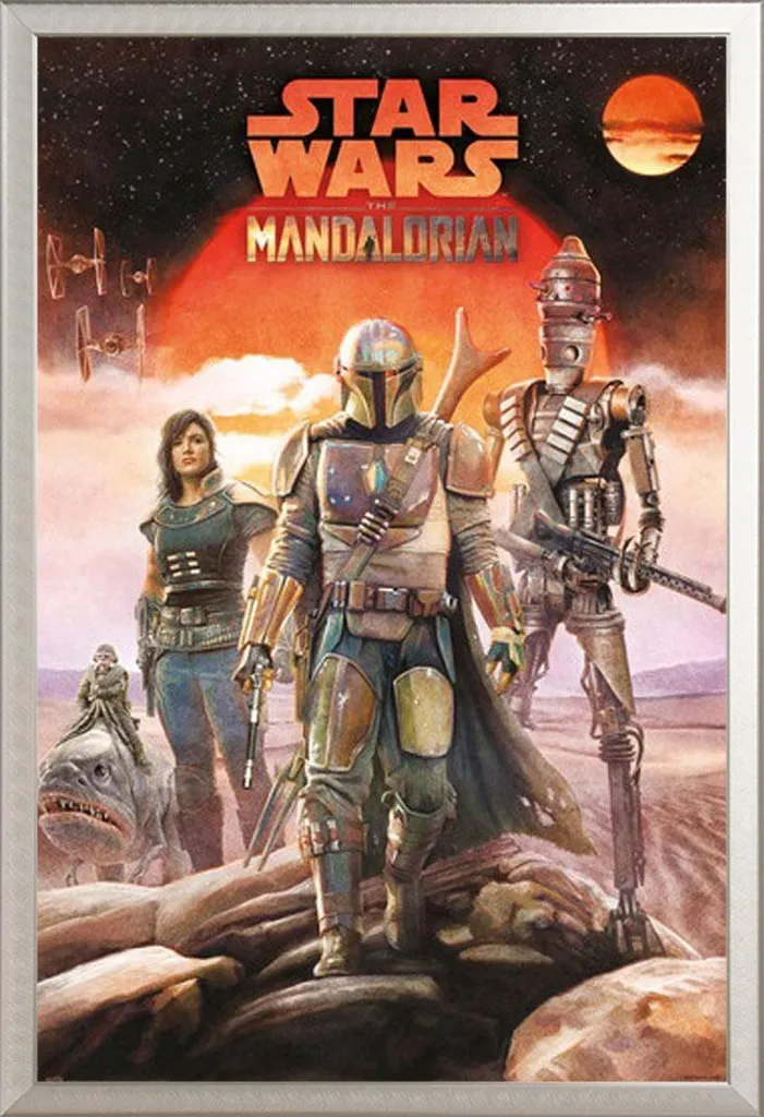 The Mandalorian Poster Equipaggio + Cornice Argento Shinsuke 91x61