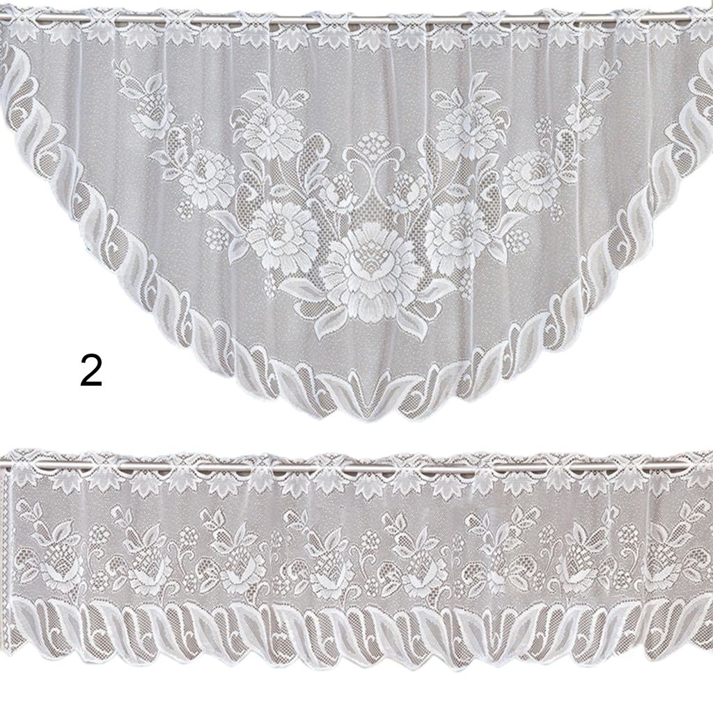2pcs/Set Spitzenvorhang Durchscheinendes Spitzendesign Vintage Style 2 Tier Cafe Vorhang Set für Zuhause-2