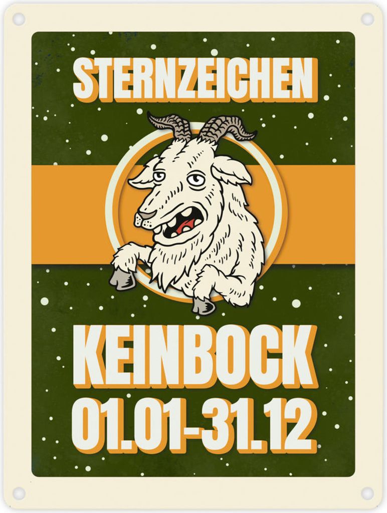 Sternzeichen Keinbock Metallschild in grün Horoskop Sterne Astrologie Jahr Stern
