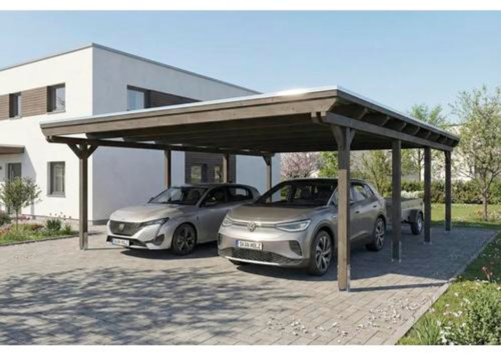 Doppelcarport SKAN HOLZ Emsland inkl. Pfostenanker 609 x 846 cm anthrazit