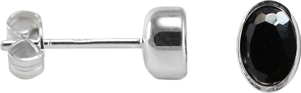 925 Sterling Silber Ohrstecker mit ovalem Zirkonia Farbe - Schwarz