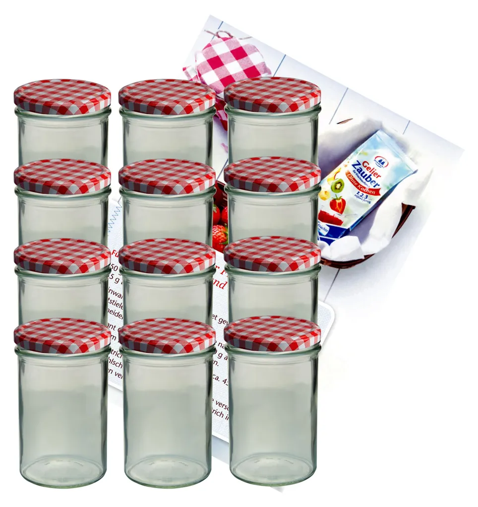 Set 12 Barattoli Vetro 435ml Marmellata TO 82 Scacchi Rossi