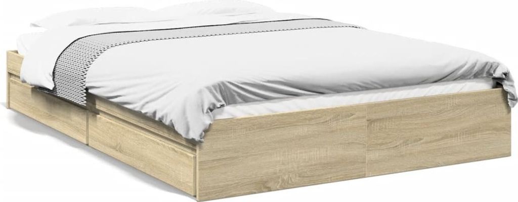 Maison Exclusive - Bettgestell mit Schubladen Sonoma-Eiche 150x200cm Holzwerkstoff