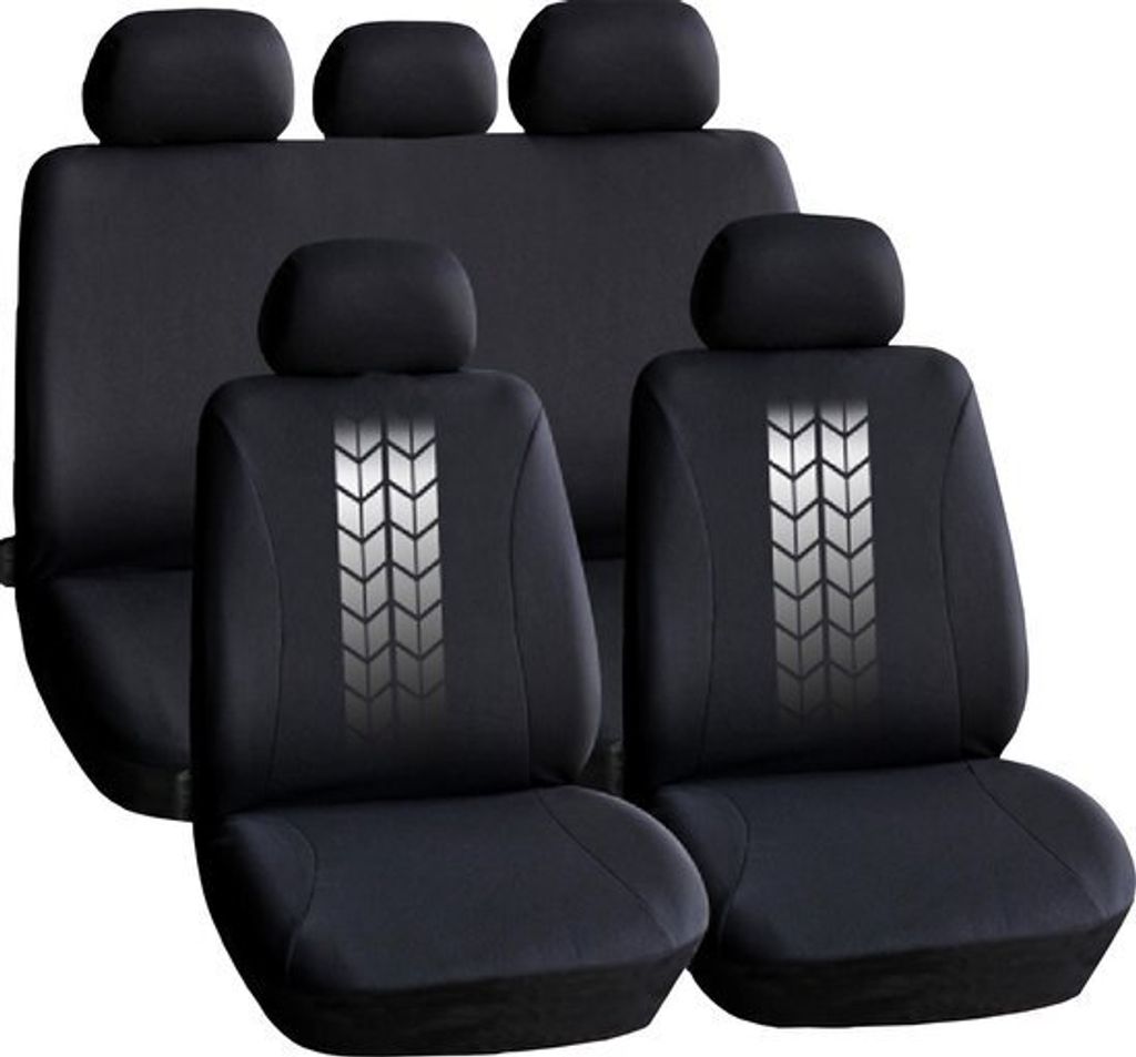 Universal Autositzbezüge - Schwarz/Grau Anthrazit - Sitzbezug für das Auto - Komplettset - Sitzbezug Set