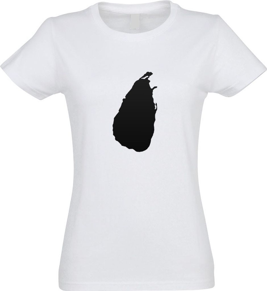 Kiwistar - T-Shirt tailliert - Damen - Weiss - Sri Lanka Umriss Kontur - mit Motiv Bedruckt - Funshirt Design - Sport - Freizeit - Damen - XXL