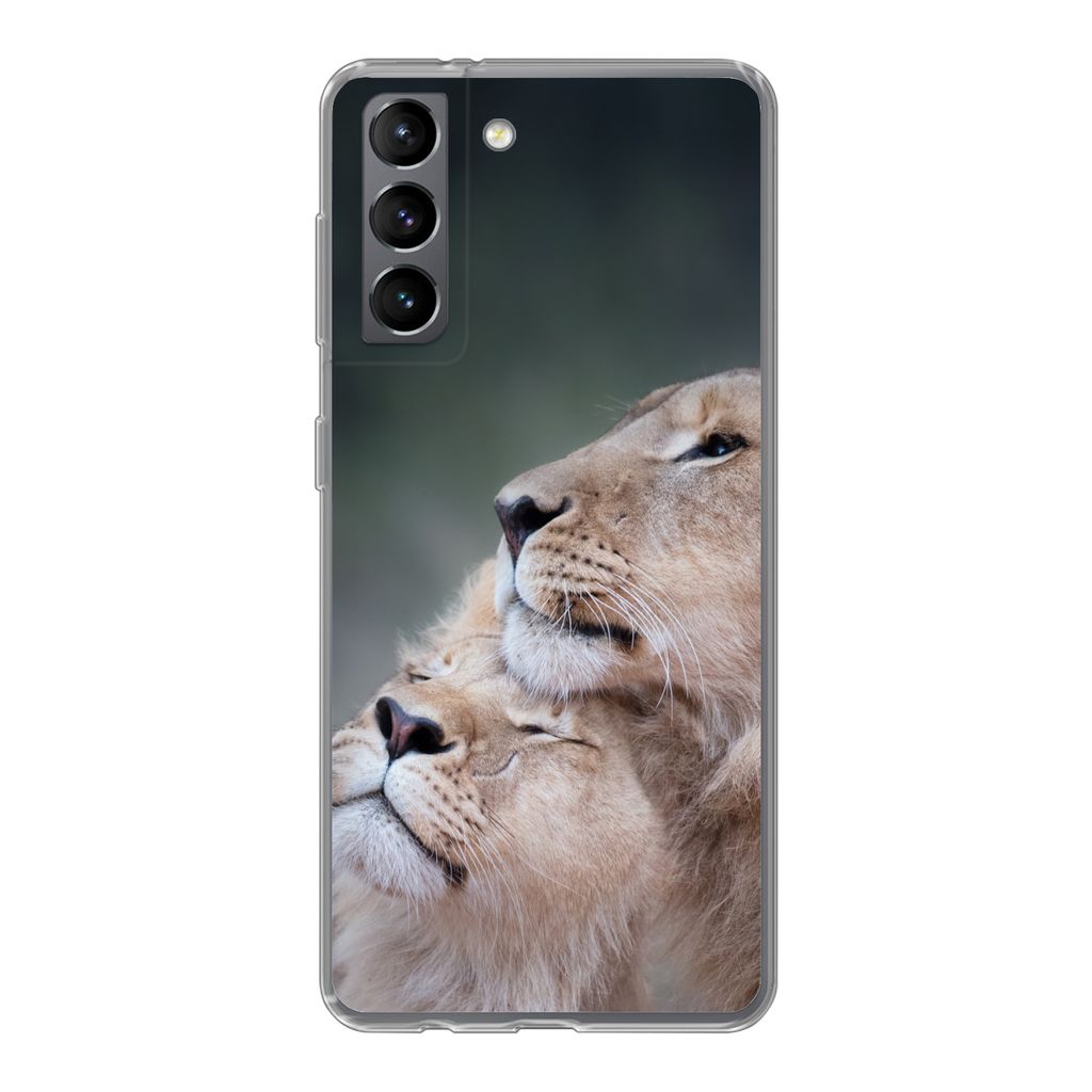 MuchoWow Handyhülle Schutzhülle Hülle für Samsung Galaxy S21 Löwe - Wilde Tiere - Big Five Silikon Softcase Handy Hülle - Softcase