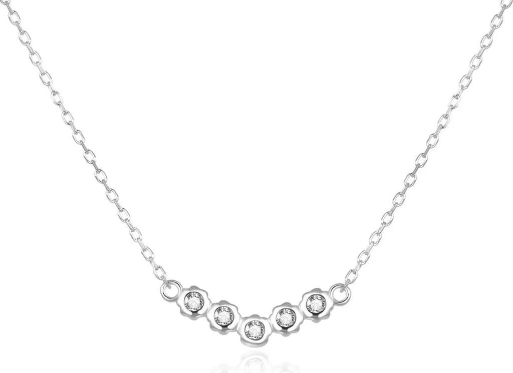 Collier en argent rhodié et oxydes de zirconium brillants pour soirée