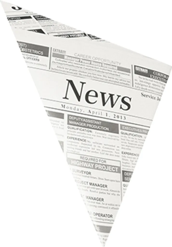 Sachet frites ingraissable Newsprint 27cm - Sac pointe résistant PAPSTAR