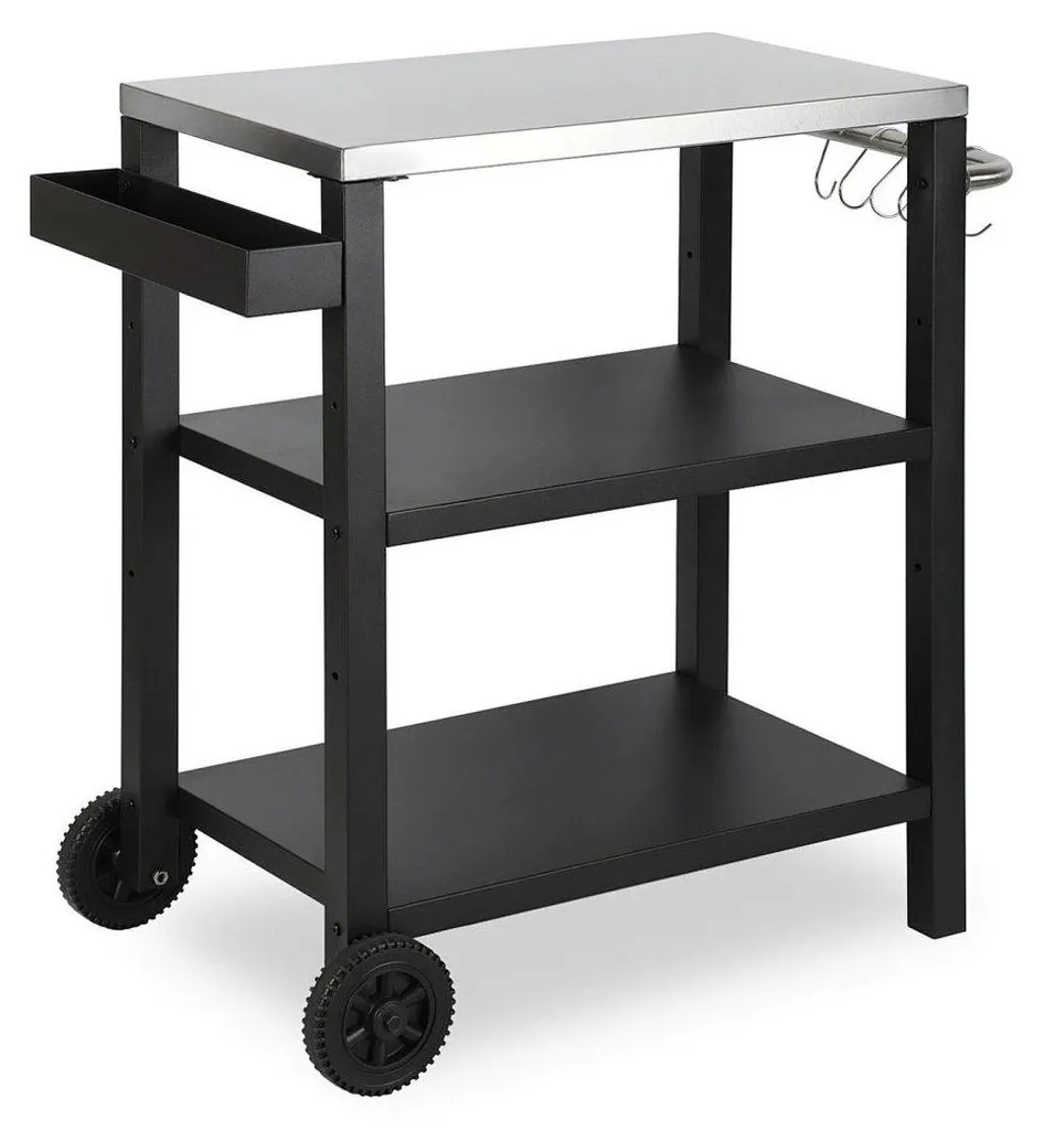 Chariot Barbecue Multifonctionnel avec Plan de Travail en Acier