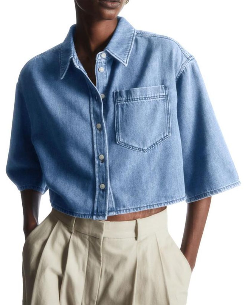 Damen-Jeansjacke, kurze Ärmel, Knopfleiste, mit Taschen,Größe:L