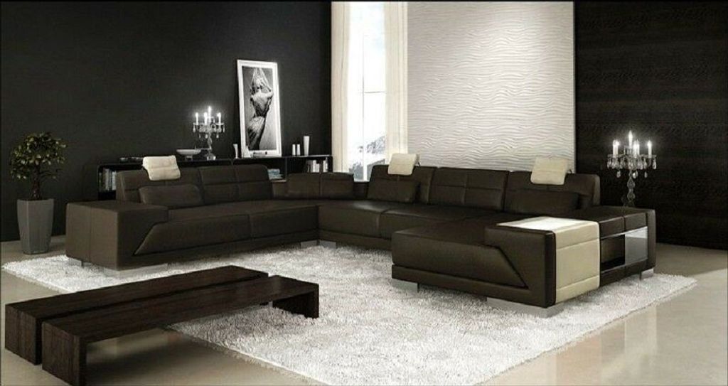 Wohnlandschaft Ecksofa U Form XXL BIG Polster Leder