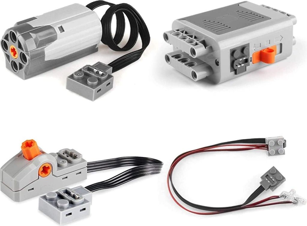 Four different LEGO Technic Power Functions components are displayed against a white background.